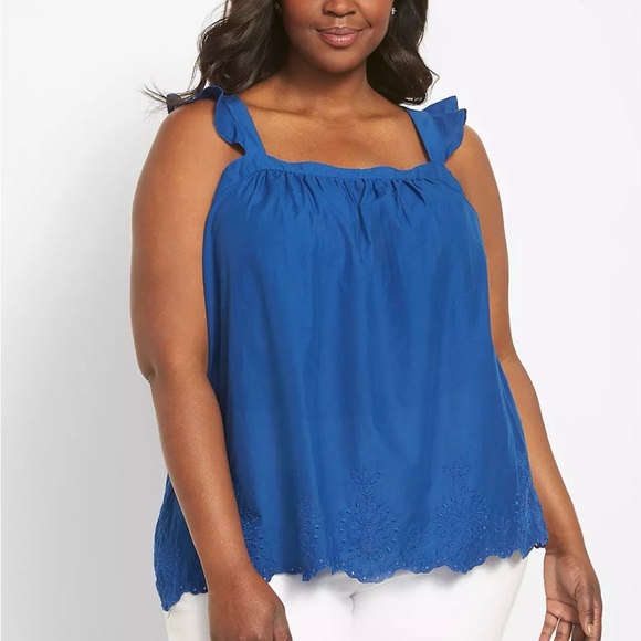 Lane Bryant Tops - Lane Bryant Classic Square-Neck Sleeveless Embroidered Tank Plus Size 24